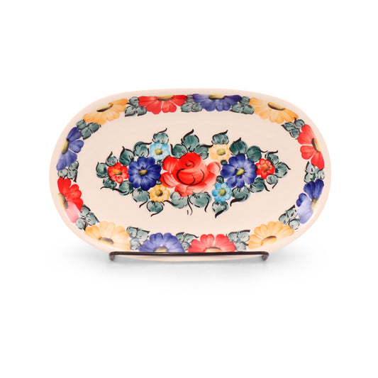 6"x9.5" Oval Serving Tray. Pattern: Colorful