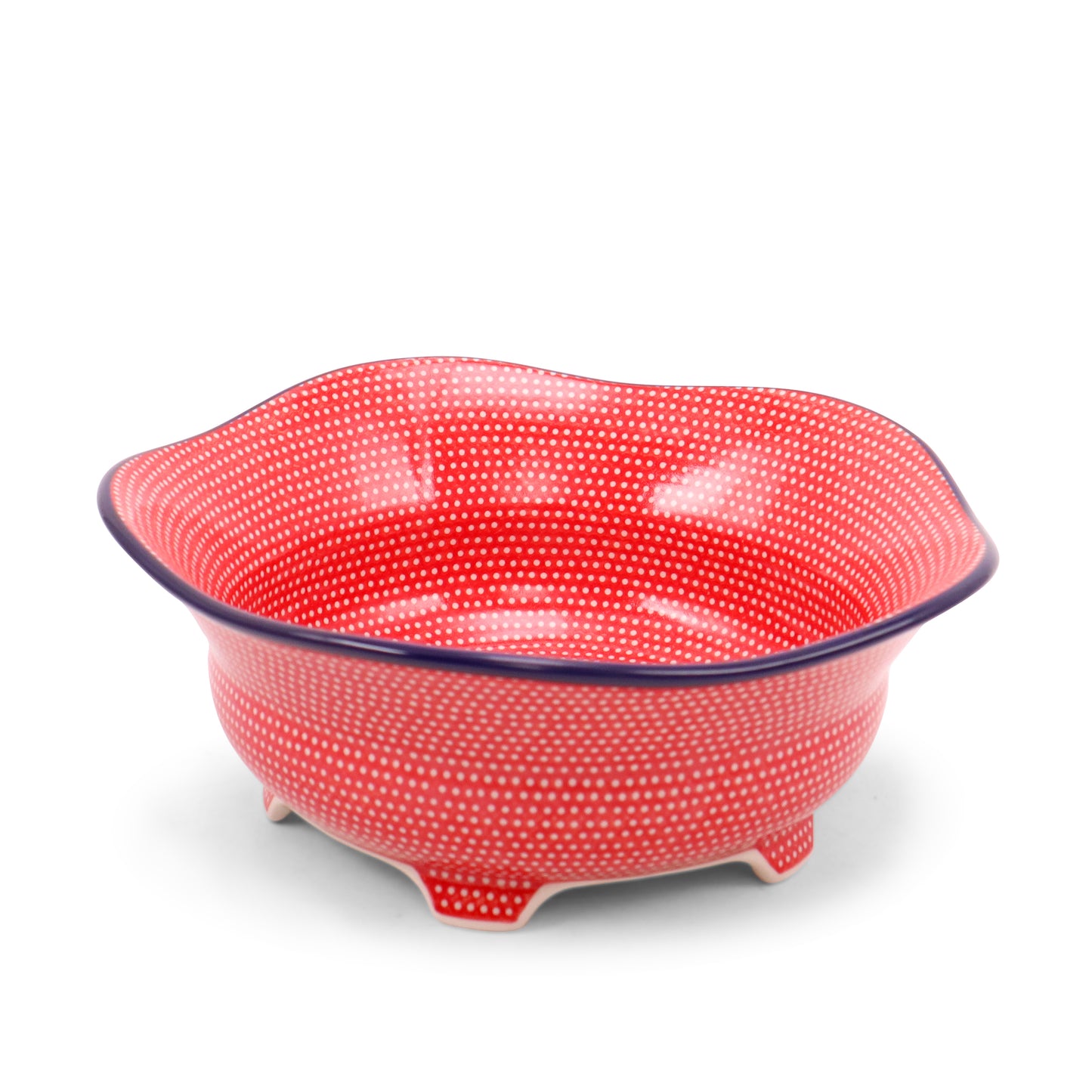 9.5" Waved Fruit Bowl. Pattern: Elegant In Red