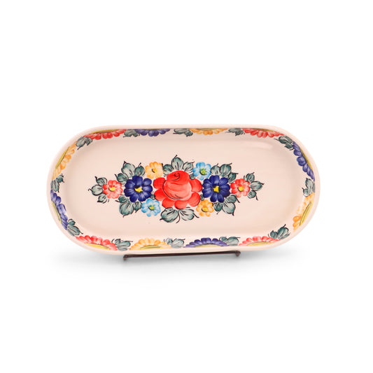 12.5"x6" Oval Serving Tray. Pattern: Colorful