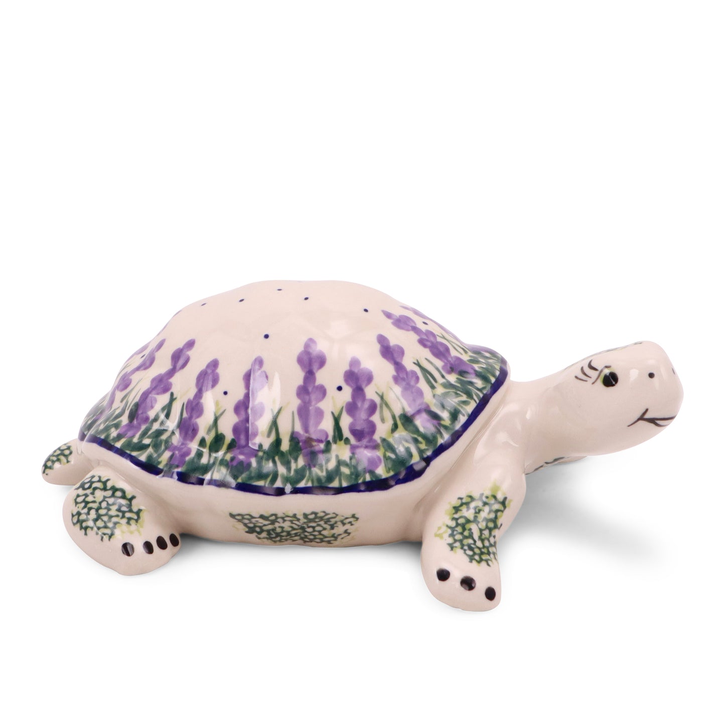 8.5"x6"x3" Turtle Figurine. Pattern: Lavender Dreams