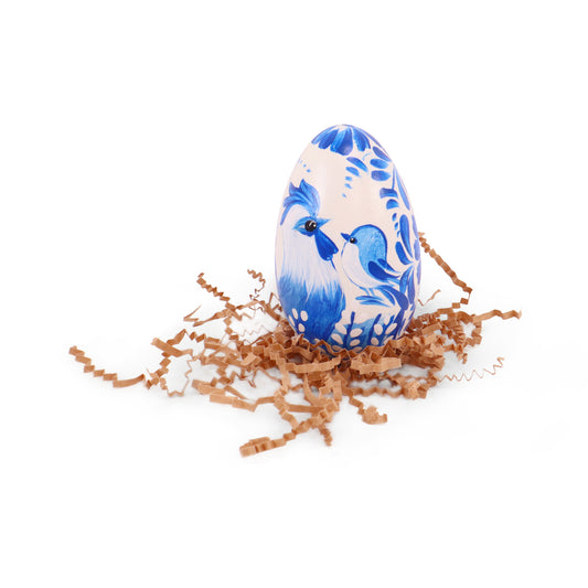 2"x3.5" Hand Painted Egg. Pattern: Blue