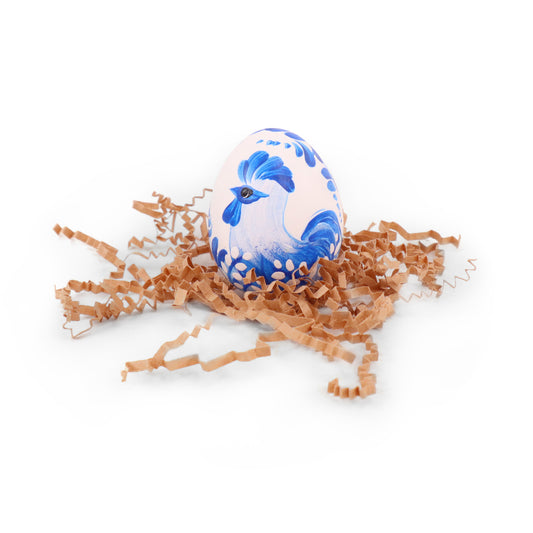 1.5"x2" Hand Painted Egg. Pattern: Blue
