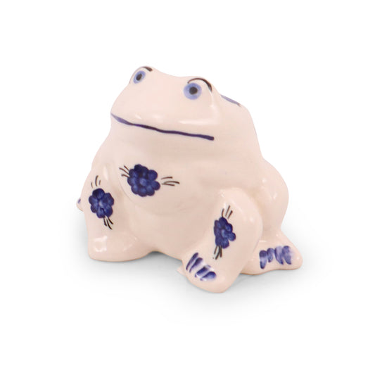 4"x3"x3.5" Sitting Frog Figurine. Pattern: Cobalt