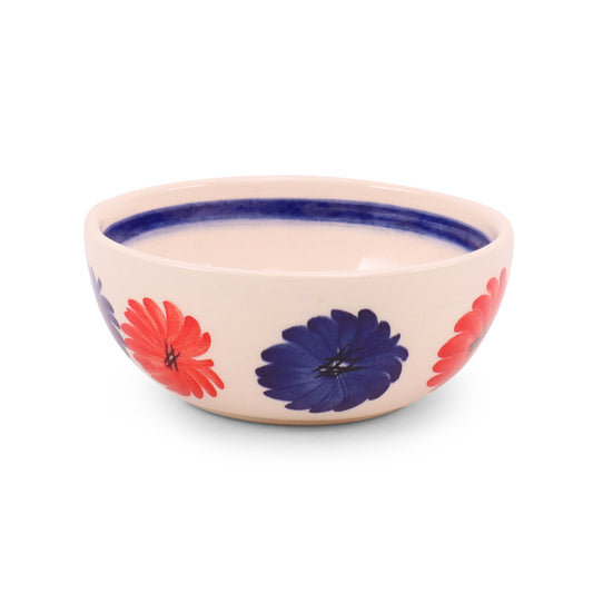 5.5" Bowl. Pattern: Red and Blue
