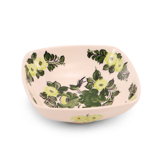 6.5" Square Bowl. Pattern: Green