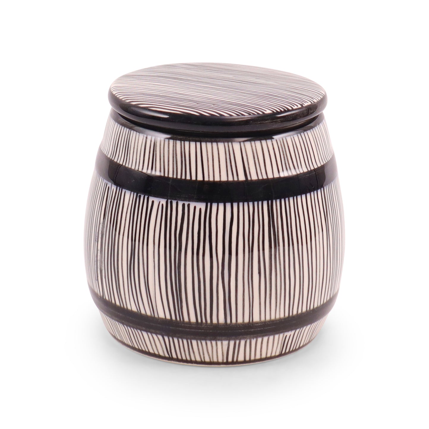 4"x5" Container with Lid. Pattern: Pinstripe
