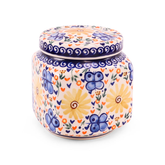 1L Medium Square Canister. Pattern: Butterfly Dance