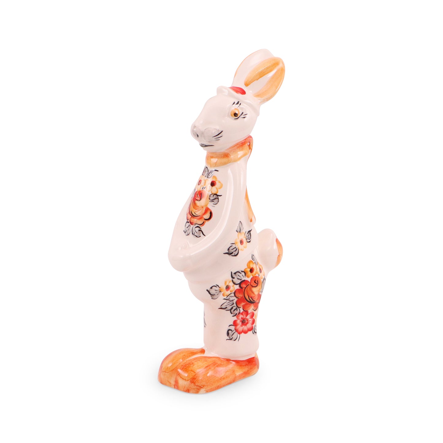 11" Bunny Boy Figurine. Pattern: Orange