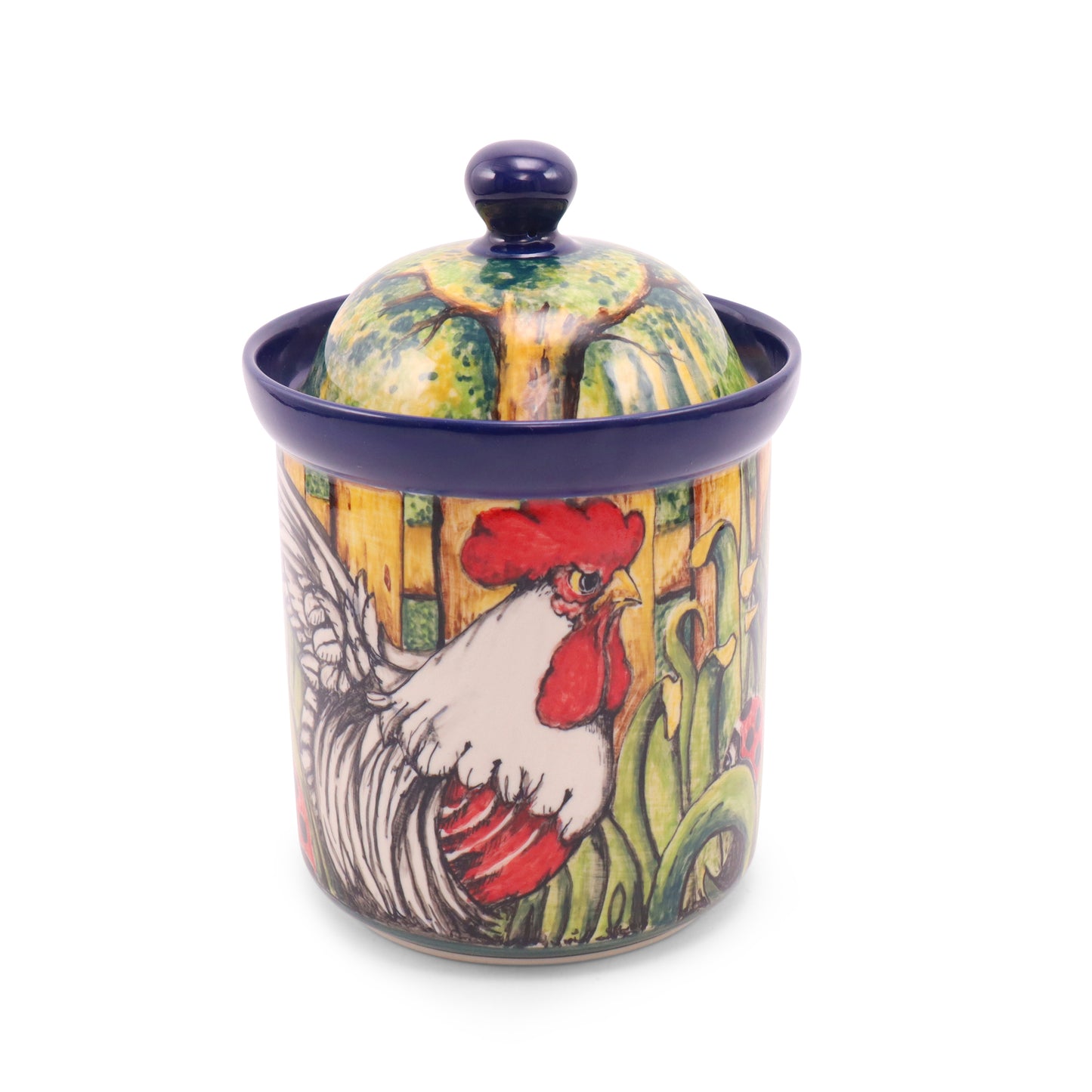 5"x8" Covered Canister. Pattern: Rooster 2