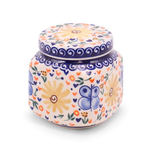 0.5L Small Square Canister. Pattern: Butterfly Dance