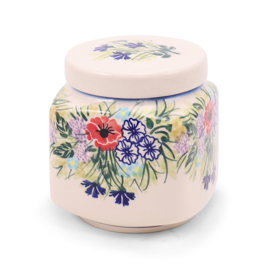 1L Medium Square Canister. Pattern: Wildflower