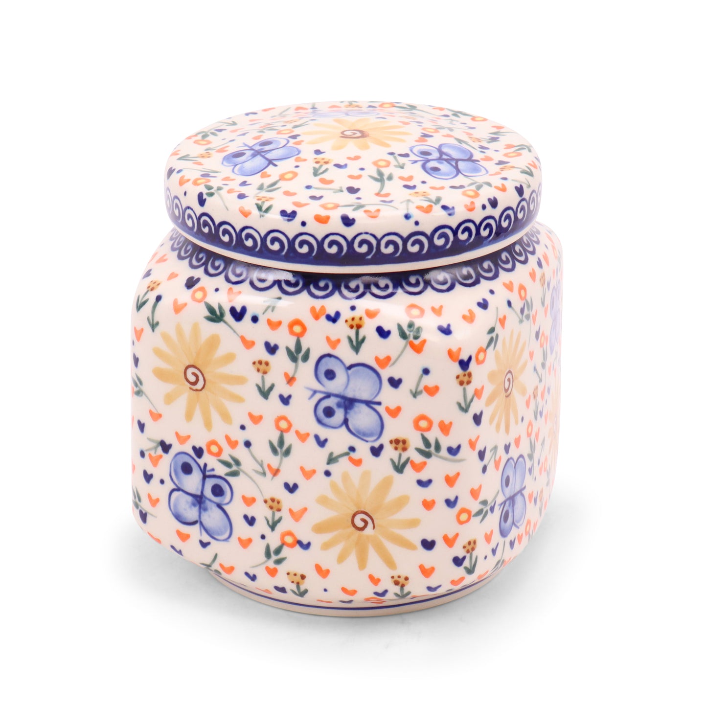1.5L Large Square Canister. Pattern: Butterfly Dance