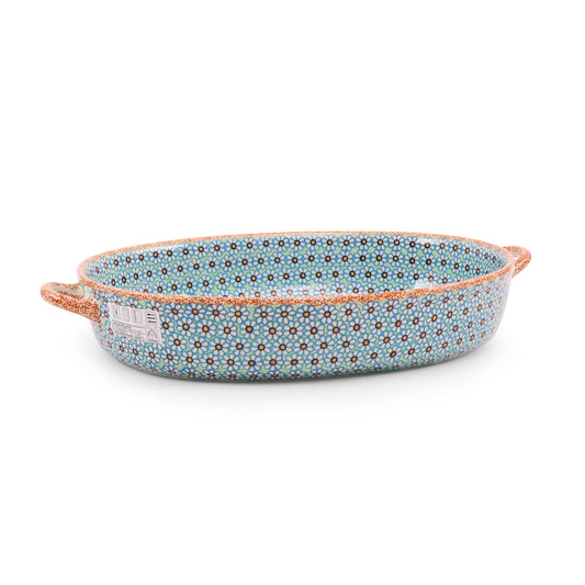 14"x11"x3" Oval Baker w/ Handles. Pattern: B26