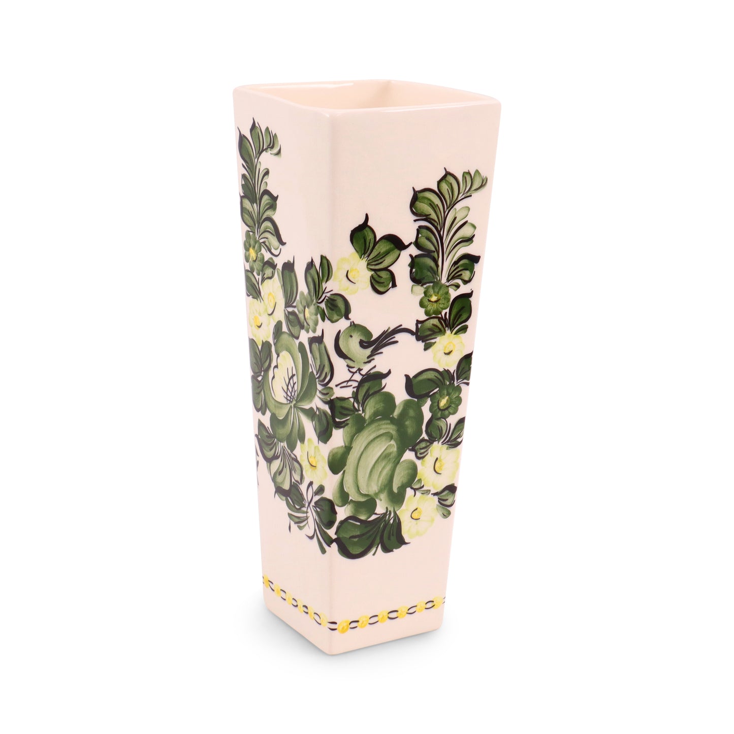 3.5"x10" Rectangular Vase. Pattern: Green