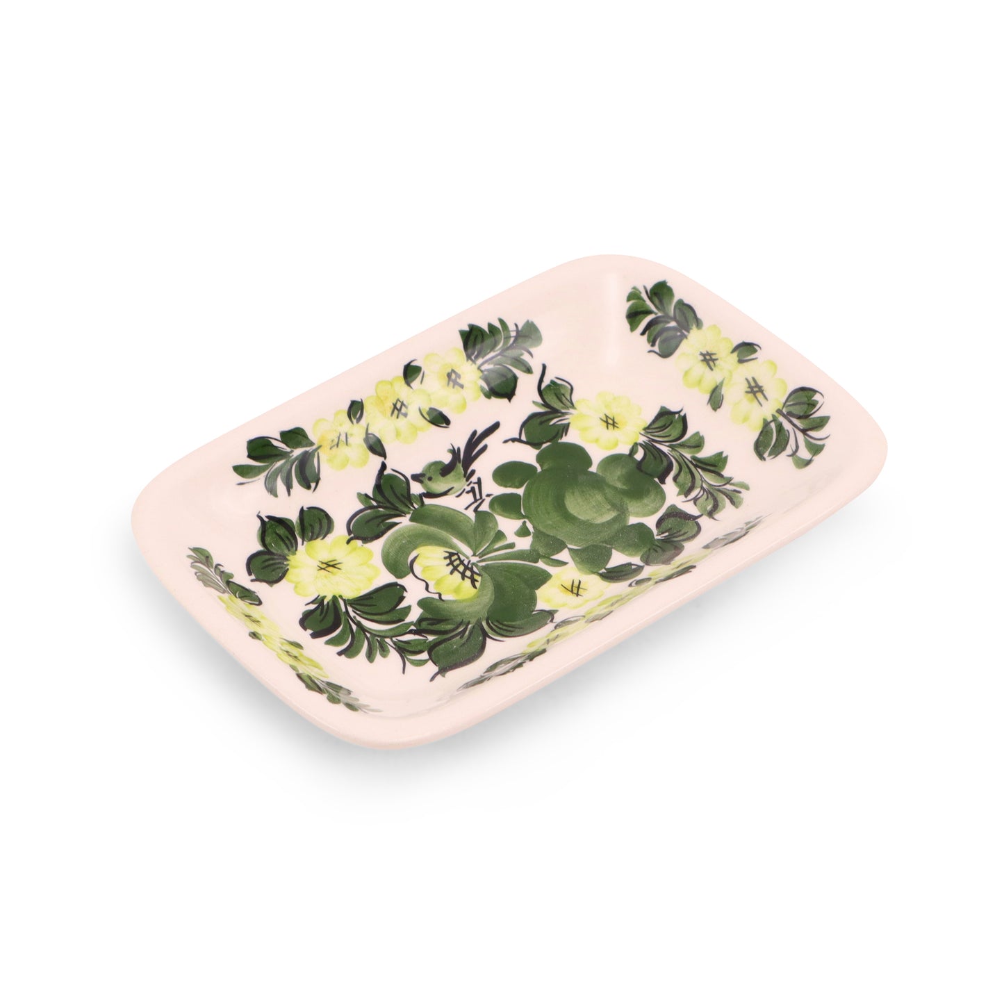 6.5"x4" Rectangular Dish. Pattern: Green