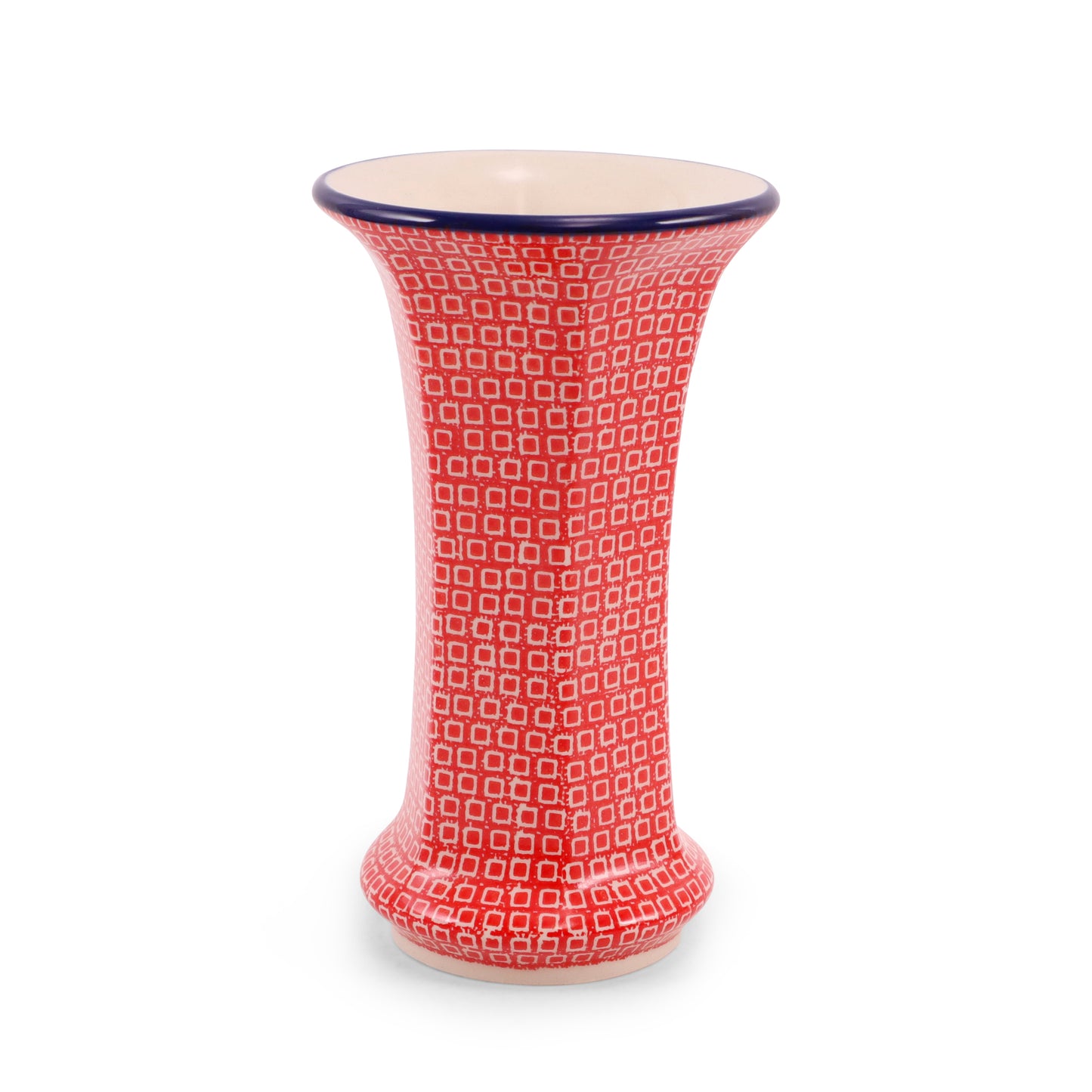 4"x7" Flared Vase. Pattern: Red Tiles