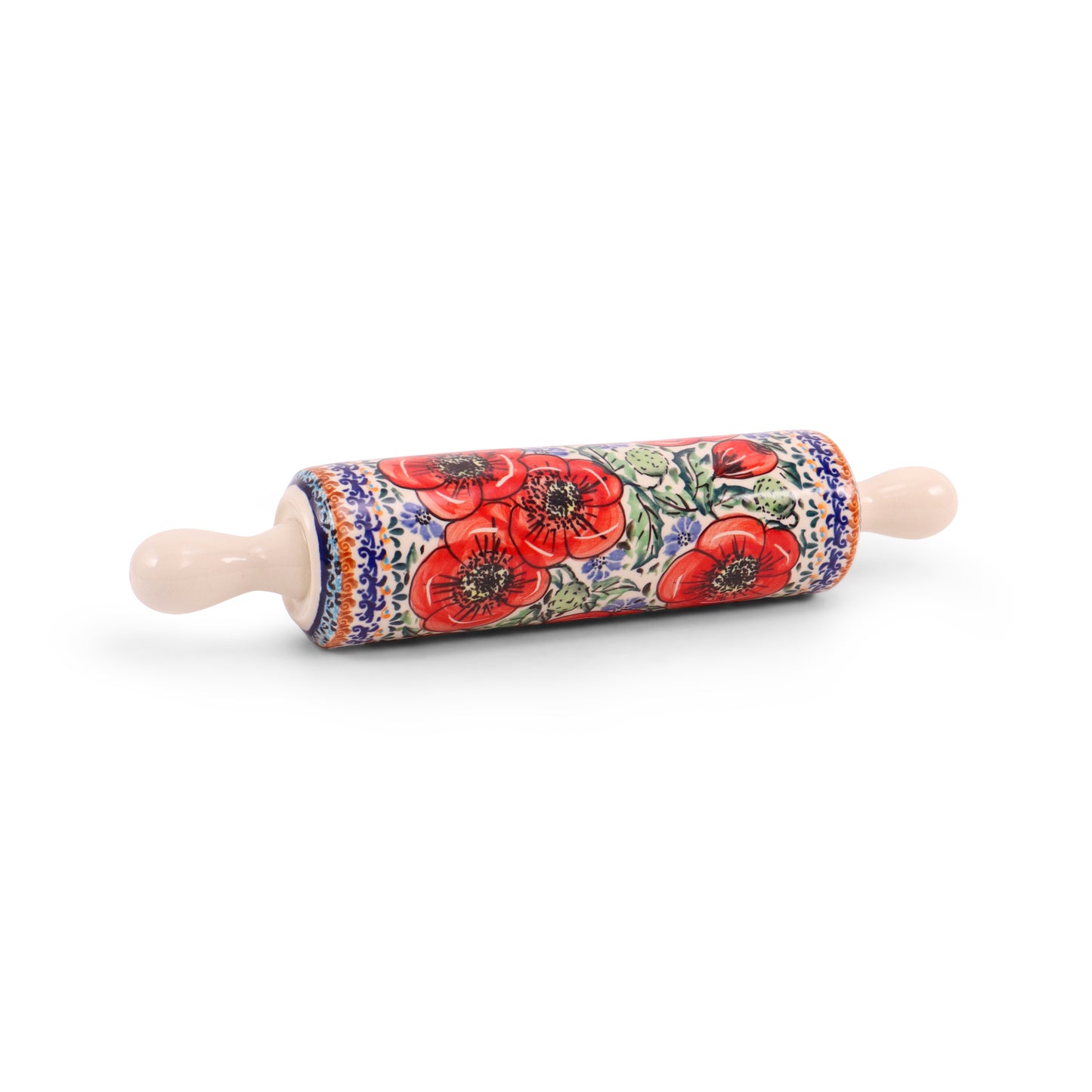 12.5" Rolling Pin. Pattern: Country Poppy
