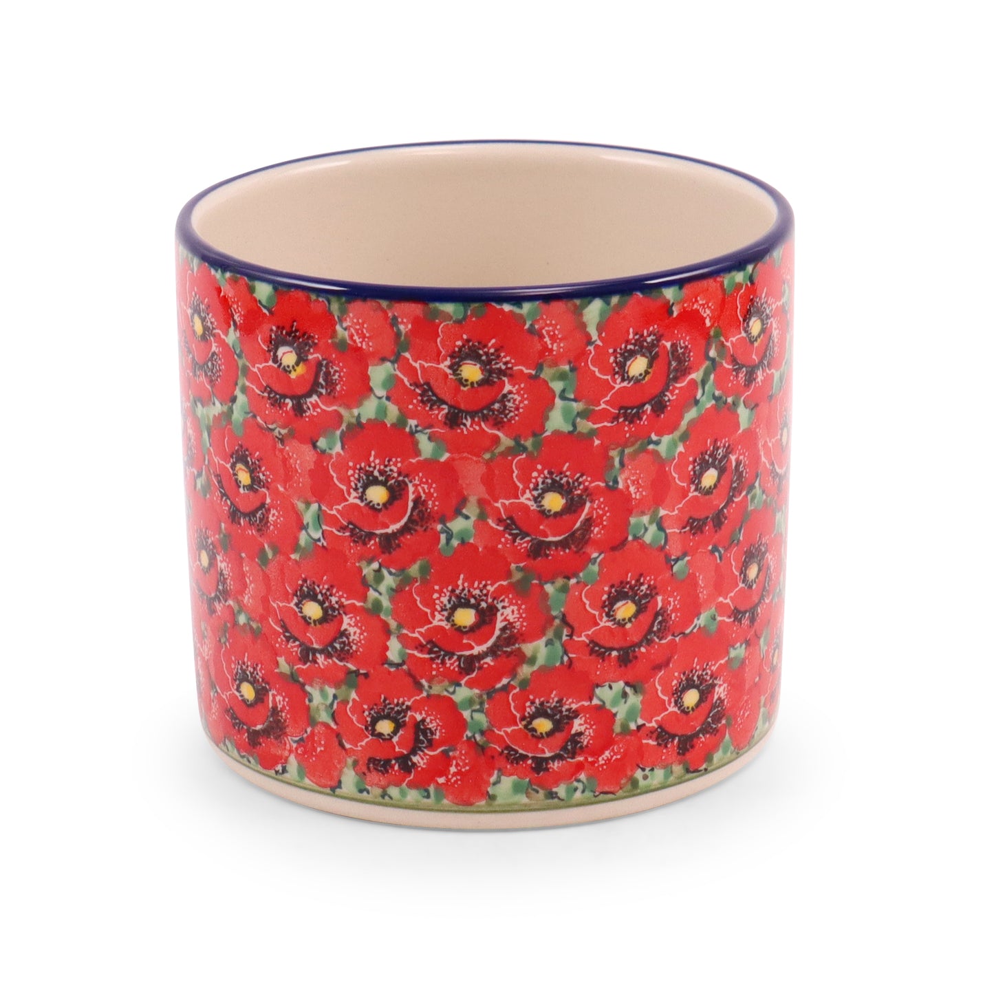 5"x4.5" Flower Pot. Pattern: Scarlet Surroundings
