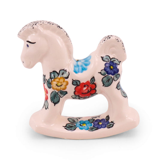 4"x4.5" Rocking Horse Figurine. Pattern: Colorful